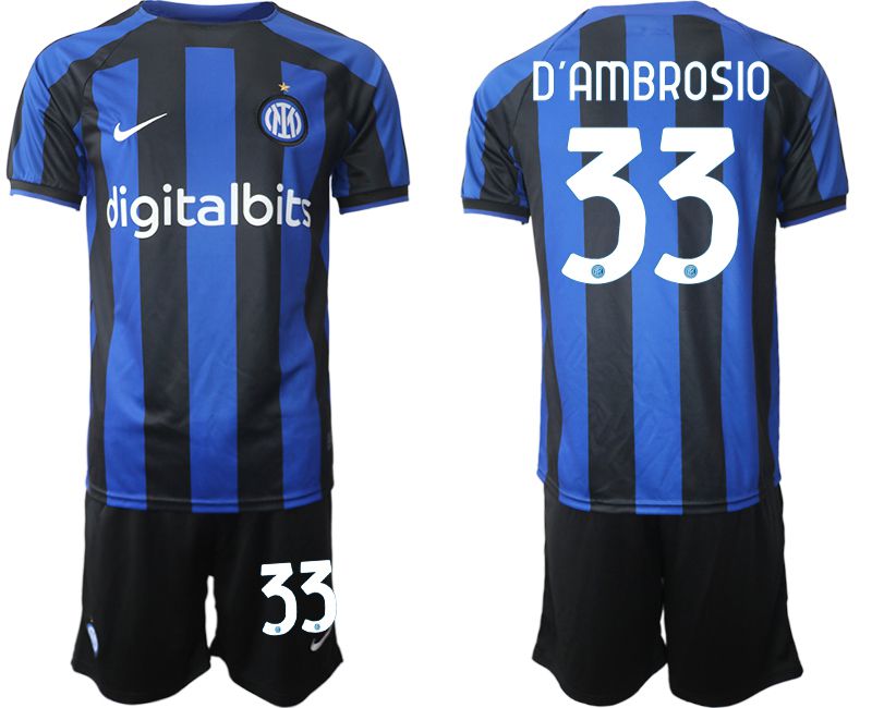 Men 2022-2023 Club Inter Milan home blue #33 Soccer Jersey